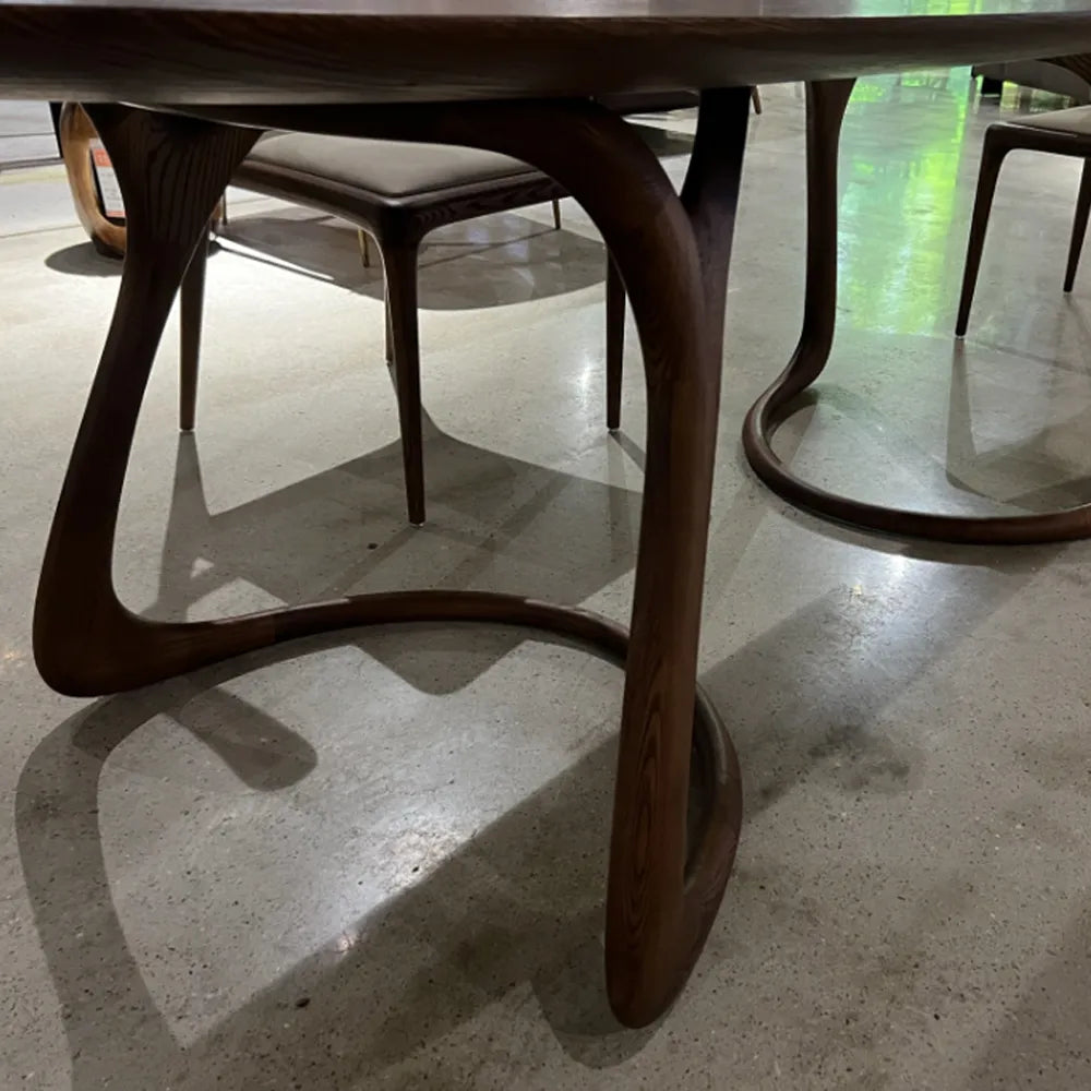 black oval dining table