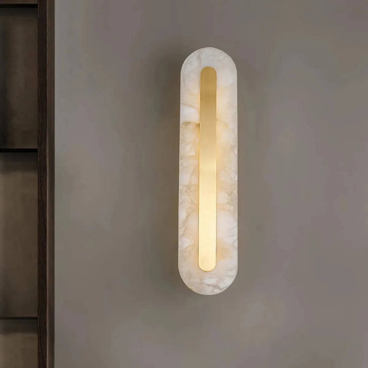 Ozeki Alabaster Wall Sconce | Minimalist Brass Lighting for Modern Interiors - View 2