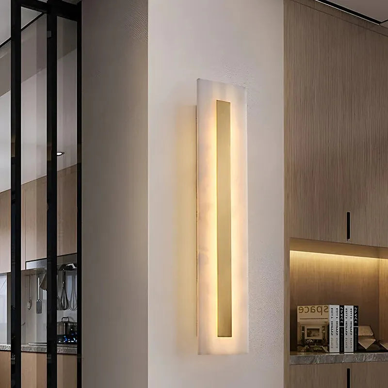 Ozeki Alabaster Wall Sconce | Minimalist Brass Lighting for Modern Interiors - View 3