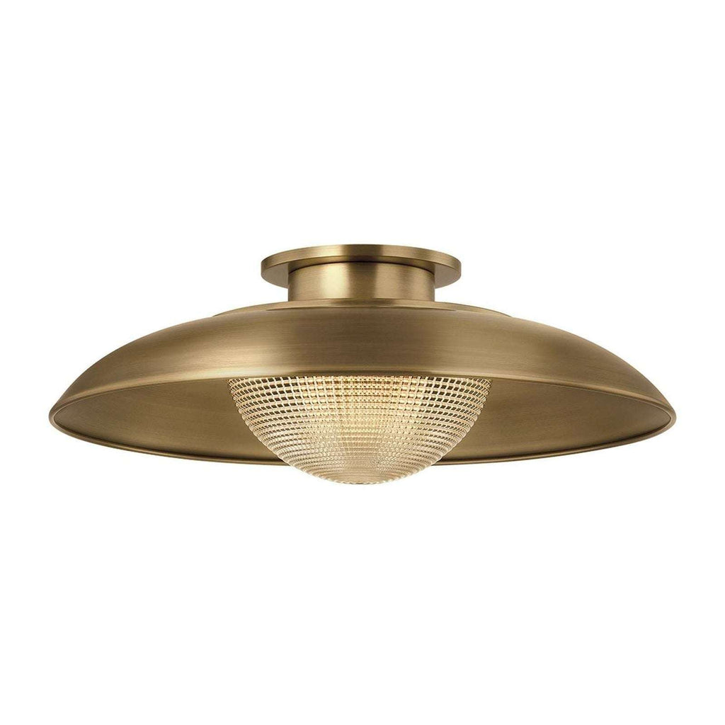 Patina Brass Prismatic Glass Semi Flush Ceiling Light