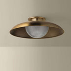 Patina Brass Prismatic Glass Semi Flush Ceiling Light