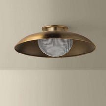 Patina Brass Prismatic Glass Semi Flush Ceiling Light
