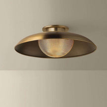 Patina Brass Prismatic Glass Semi Flush Ceiling Light