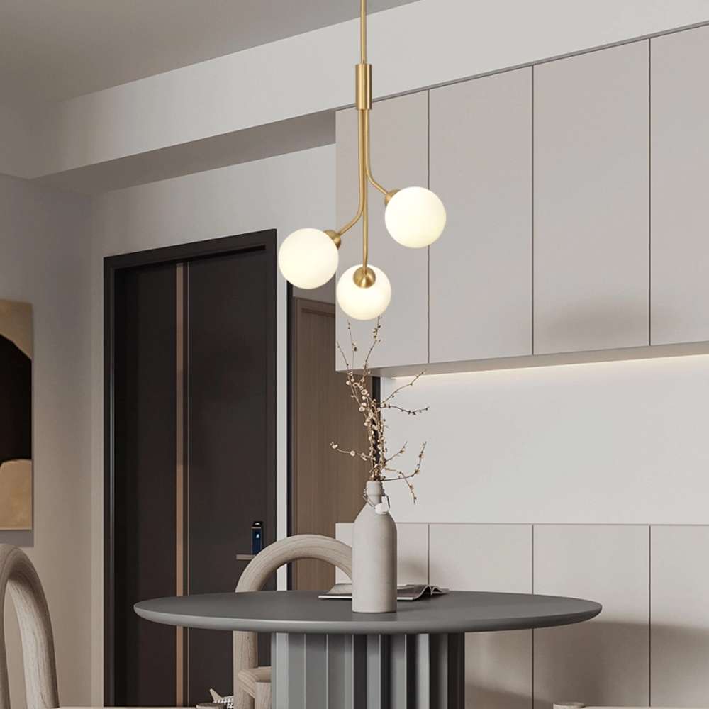 small globe brass hanging light