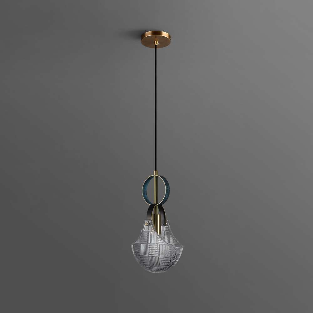 glass shade in bag shape pendant