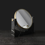 Pepe Marble and Brass Mirror featuring a luxurious marble base and a sleek brass frame, elegant design.