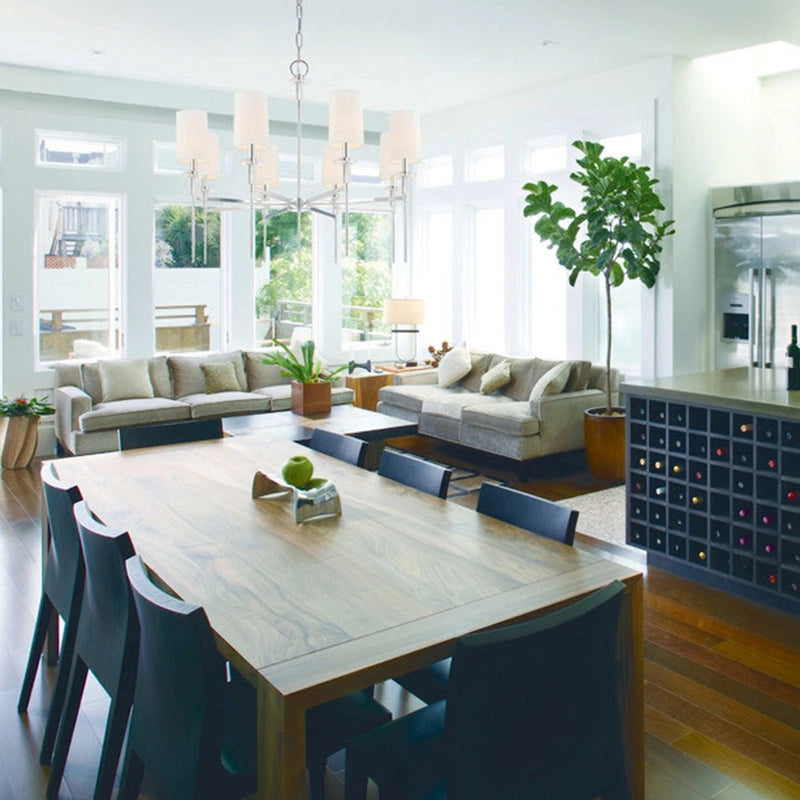 Polished Nickel Glass Chandelier in a styled interior — Josenart Lighting