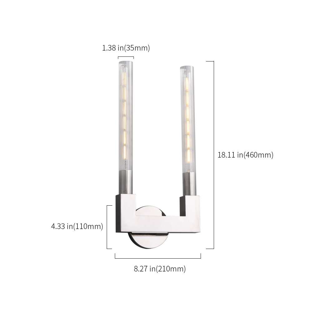 contemporary wall sconces in polished nickel