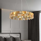 living room chandelier with handmade glass