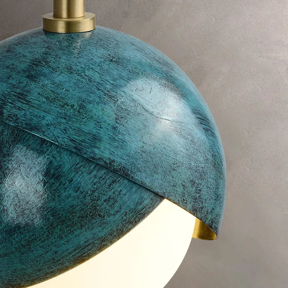 Prussian Blue Benedict Brass Pendant Light With White Lampshade - View 7