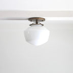 Retro Style Recessed Ceiling Lamp With Milky White Glass Lampshade Design