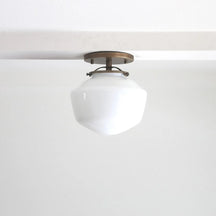 Retro Style Recessed Ceiling Lamp With Milky White Glass Lampshade Design
