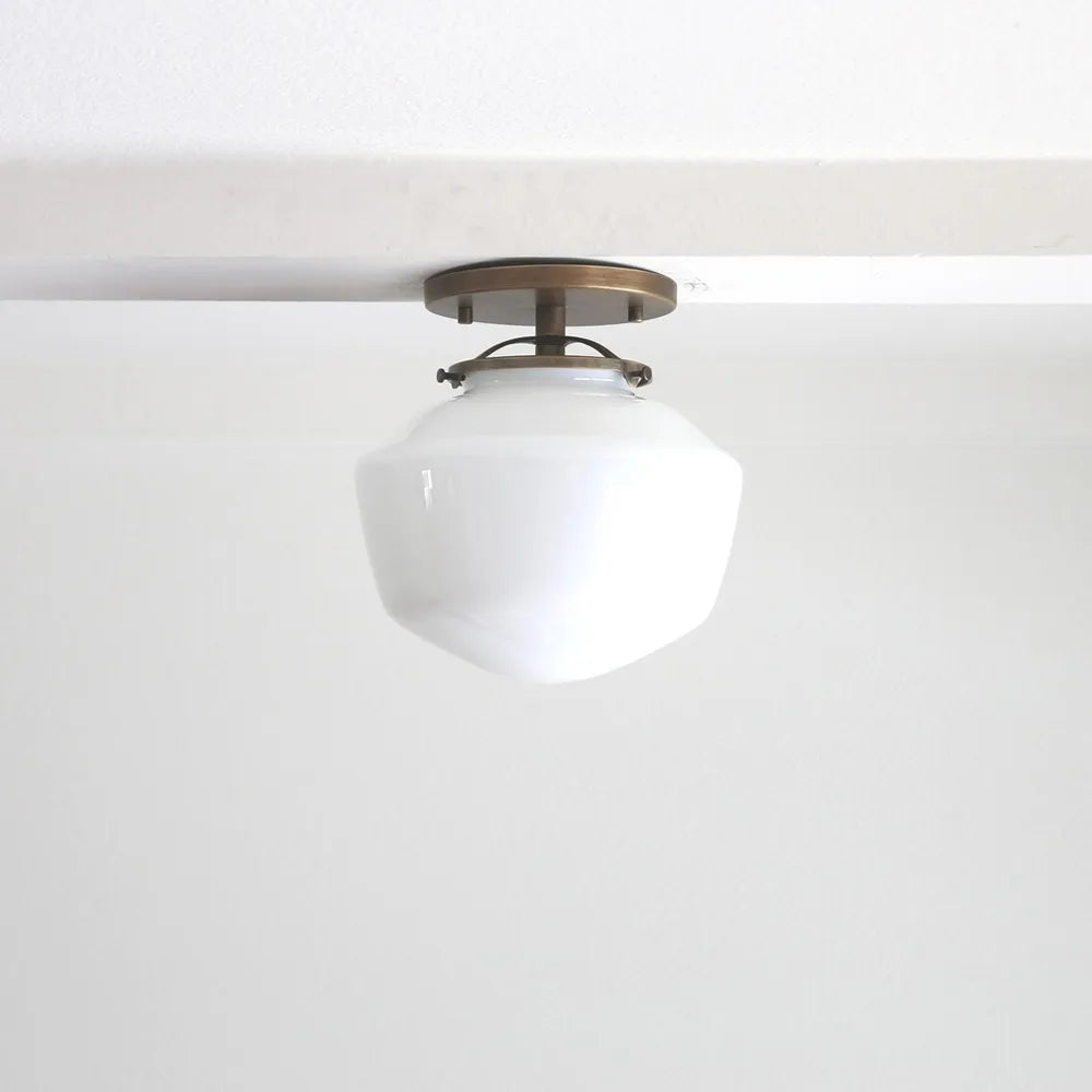 Retro Style Recessed Ceiling Lamp With Milky White Glass Lampshade Design
