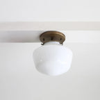 Retro Style Recessed Ceiling Lamp With Milky White Glass Lampshade Design