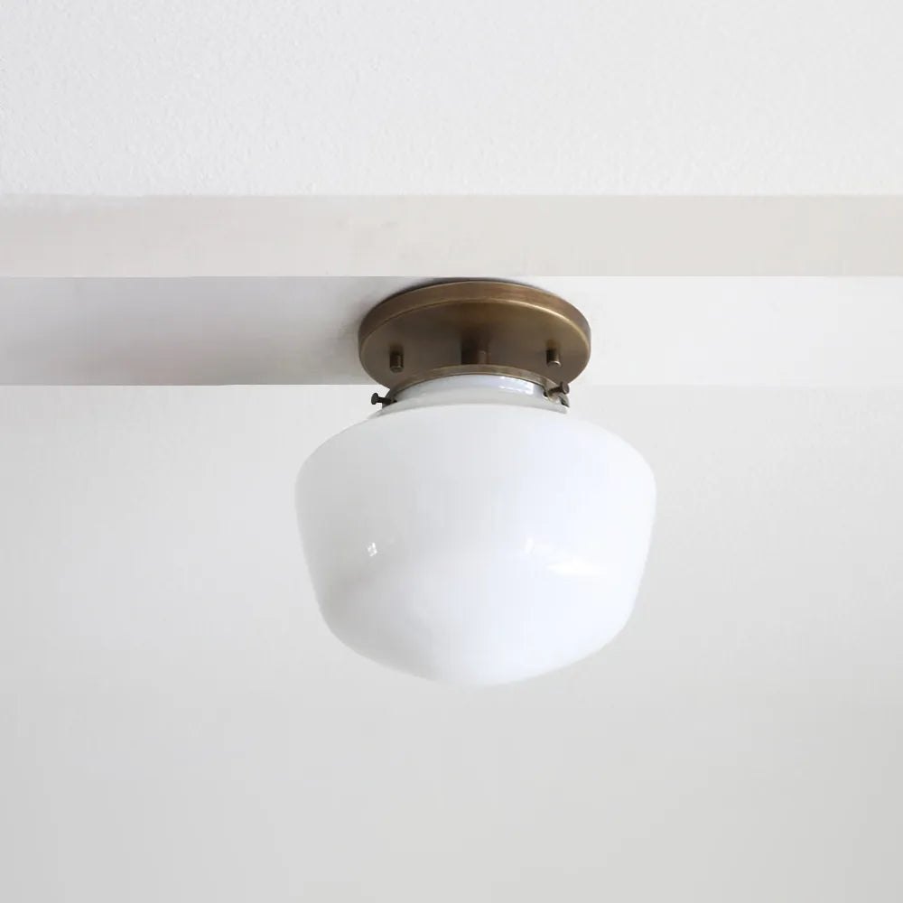 Retro Style Recessed Ceiling Lamp With Milky White Glass Lampshade Design