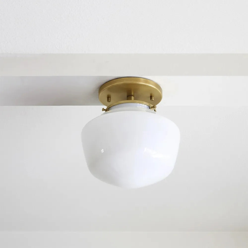 Retro Style Recessed Ceiling Lamp With Milky White Glass Lampshade Design