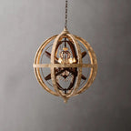 Vintage Retro Globe Weathered Wood Chandelier – Unique Globe and Wood Chandelier