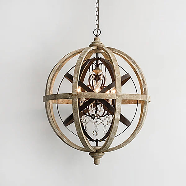 metal candle wooden chandelier lamp