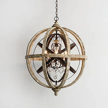 metal candle wooden chandelier lamp