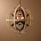 vintage weathered wood globe chandelier