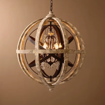 vintage weathered wood globe chandelier