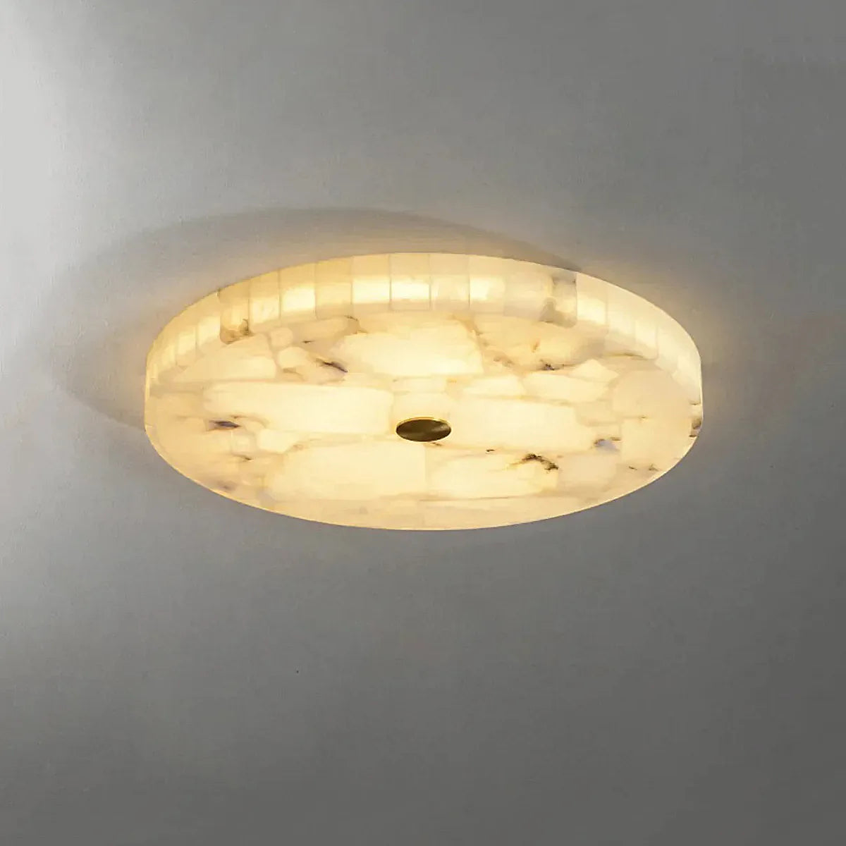 Round Alabaster Flush Mount Ceiling Light | Minimal Accent Lighting