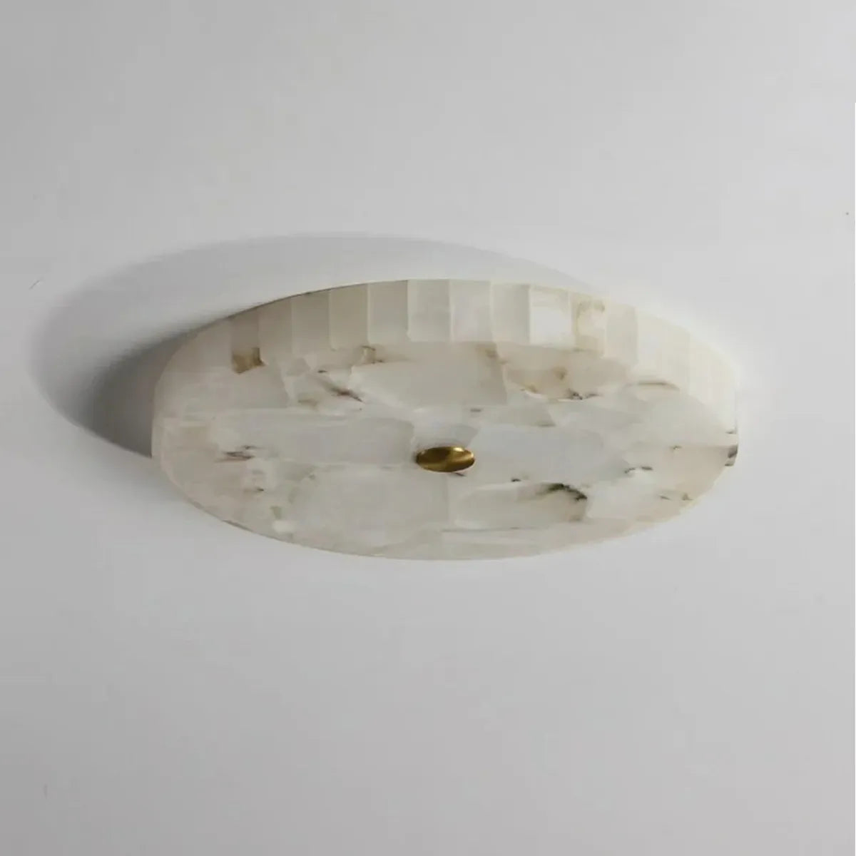 Round Alabaster Flush Mount Ceiling Light | Minimal Accent Lighting