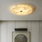 Round Alabaster Flush Mount Ceiling Light | Minimal Accent Lighting - View 4