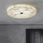 Round Alabaster Flush Mount Ceiling Light | Minimal Accent Lighting - View 5