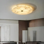 Round Alabaster Flush Mount Ceiling Light | Minimal Accent Lighting - View 6