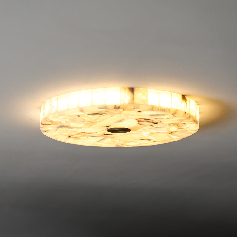 Round Alabaster Flush Mount Celing Light