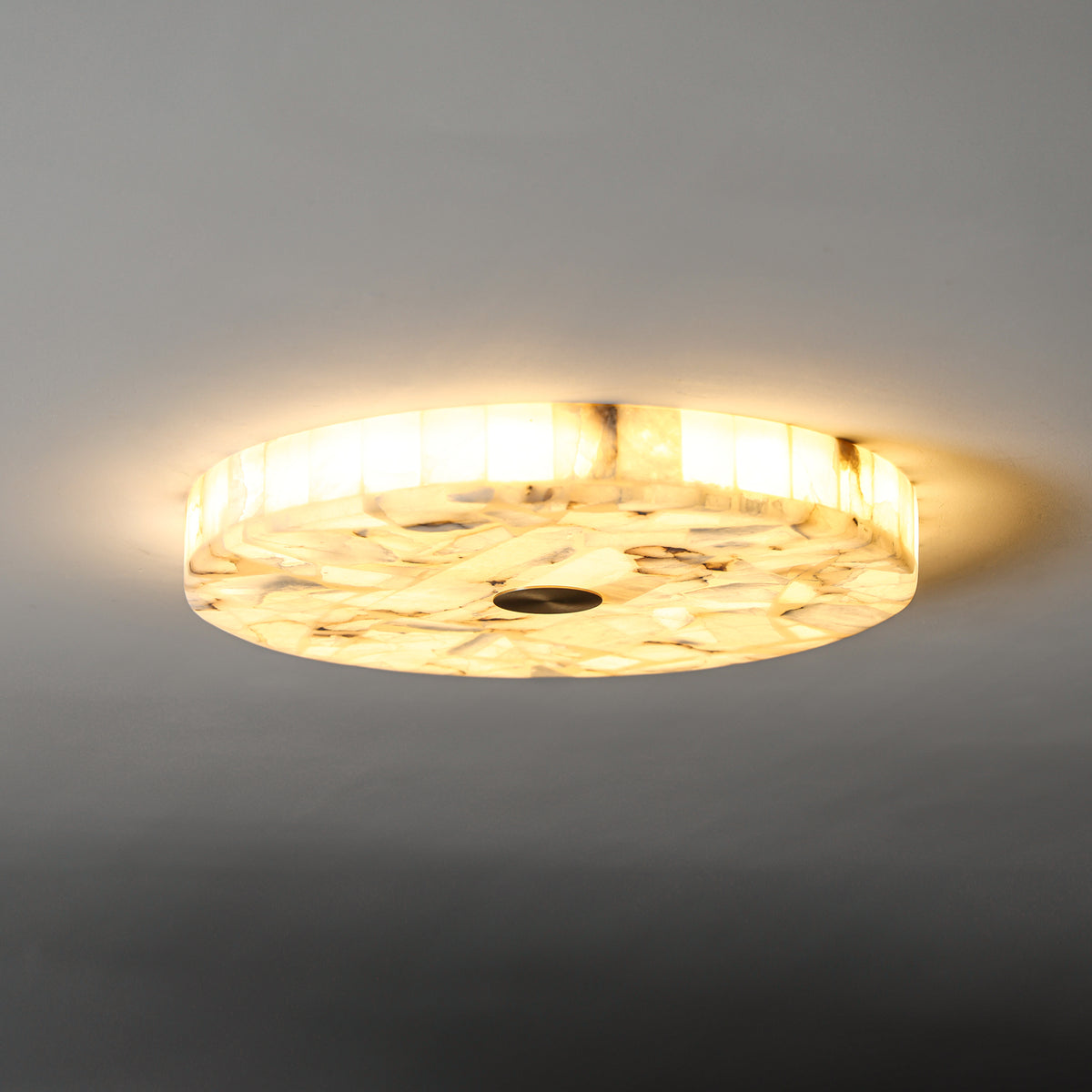 Round Alabaster Flush Mount Celing Light