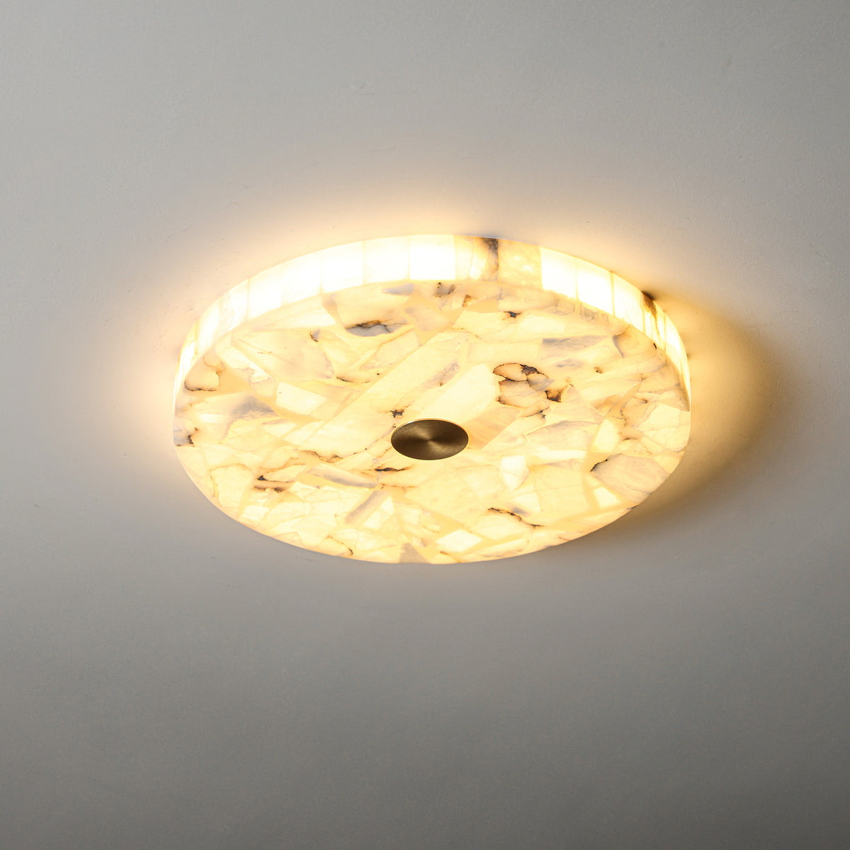 Round Alabaster Flush Mount Celing Light