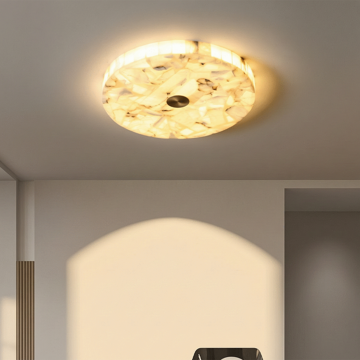 Round Alabaster Flush Mount Celing Light