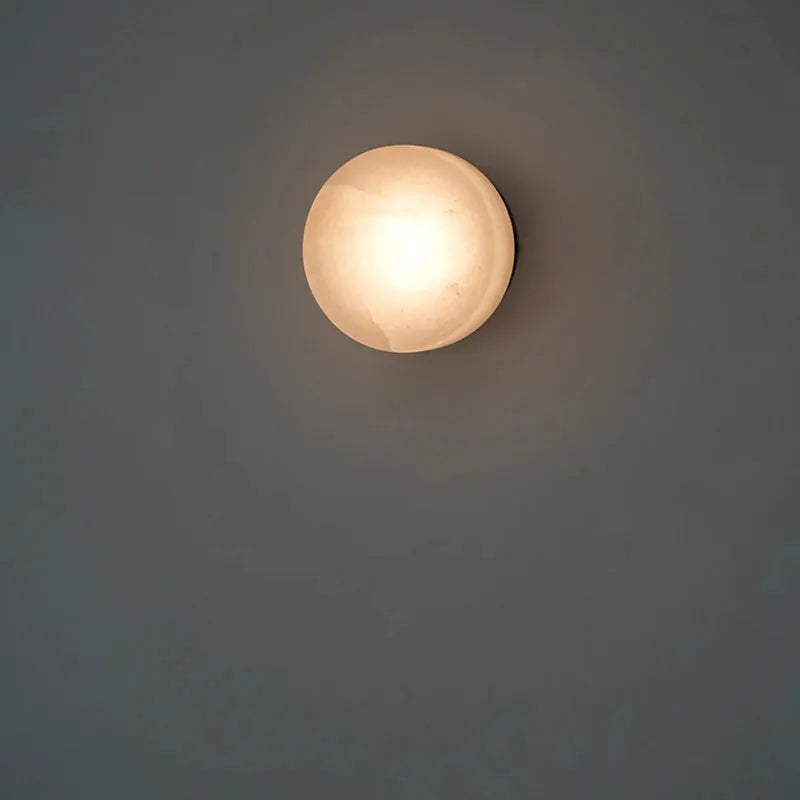 Round Alabaster Texture Wall Lamp – Modern LED with Spanish Luxury Design - View 2