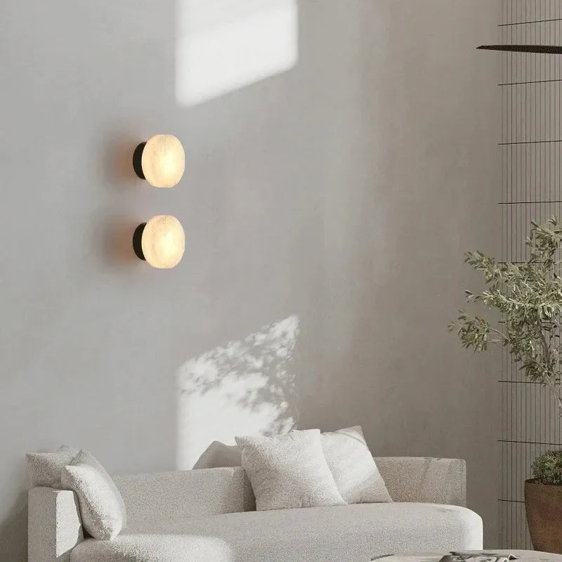 Round Alabaster Texture Wall Lamp – Modern LED with Spanish Luxury Design - View 4