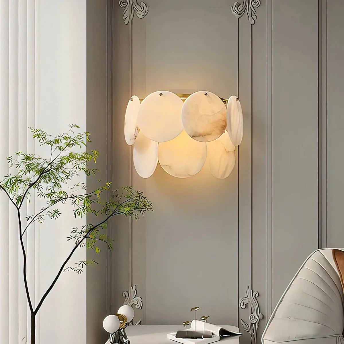 Round Alabaster Wall Lamp | Double-Layer Elegant Accent Lighting - View 2
