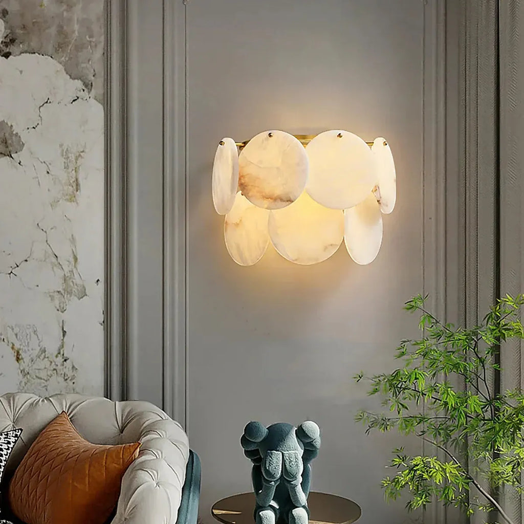 Round Alabaster Wall Lamp | Double-Layer Elegant Accent Lighting - View 3