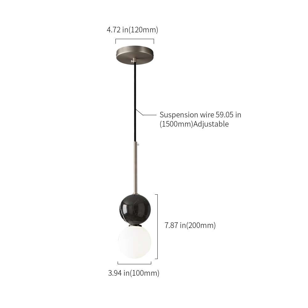 round chandelier with marble accents