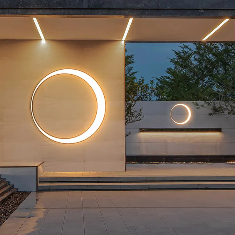 gray circle waterproof sconce