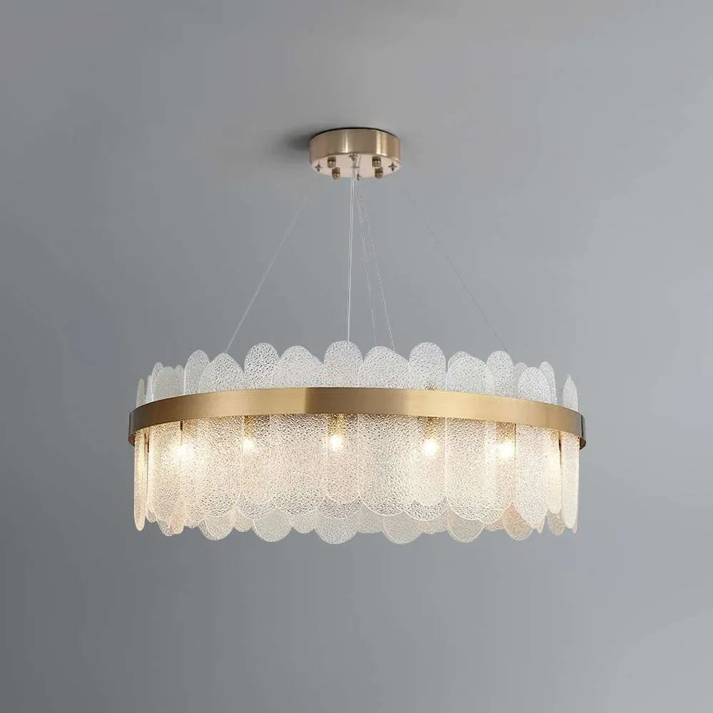 glass chandelier with gold