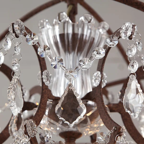crystal metal orb chandelier