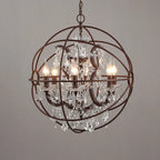 crystal metal orb chandelier