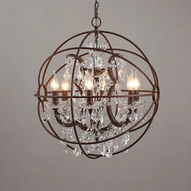 crystal metal orb chandelier