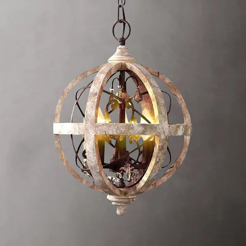 rustic globe chandelier
