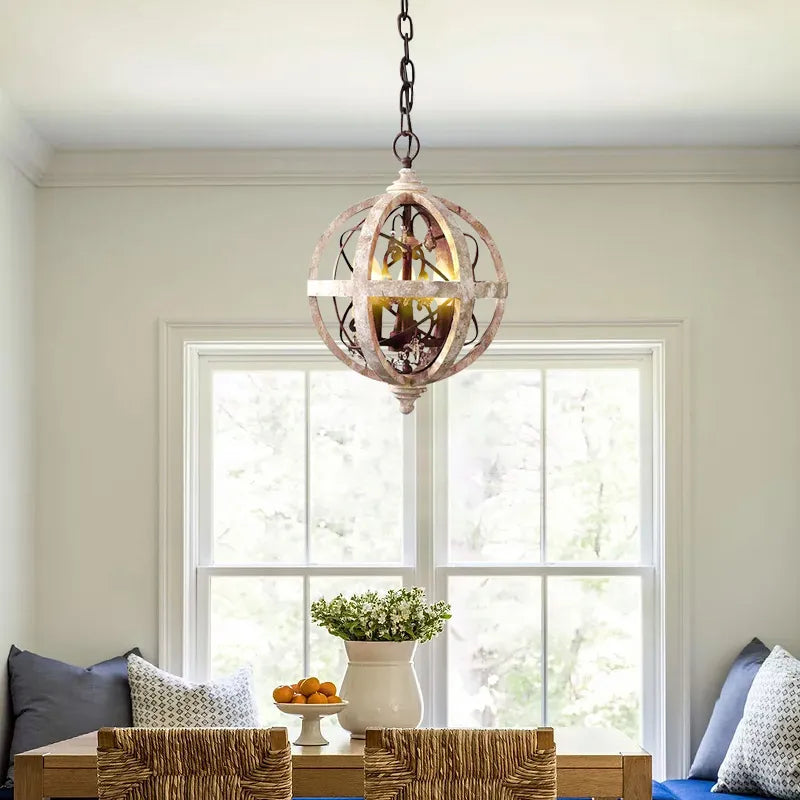 wood globe chandelier lamp