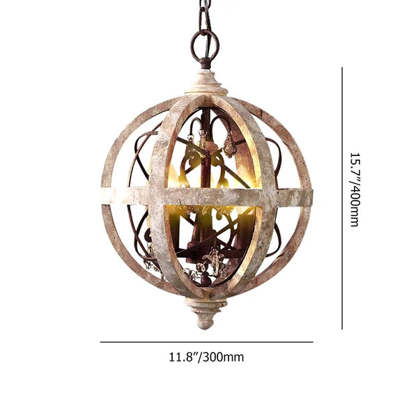 rustic weathered wood globe chandelier