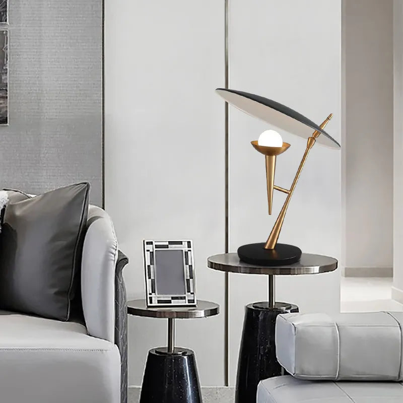 ceramic shade gold lamp