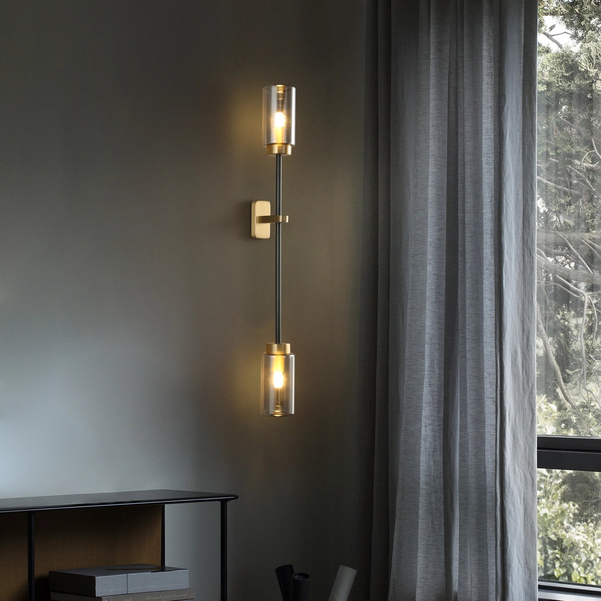 smoked glass sconces