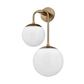Sloane Opal Glass Two-Light Wall Sconce dual globe paired opal glass wall light with warm milky glow in elegant bathroom interior